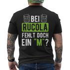 Witziges Spruch Kurzärmliges Herren-T-Kurzärmliges Herren-T-Shirt - Fehlt bei Rucola ein M?”, Humorvolles Mode