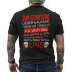 Zum Geburtstag Lieber Nachbar T-Shirt mit Rückendruck