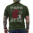 Xmas Papa Bear Pyjama Rot Büffel Plaid Eisbär Weihnachten T-Shirt mit Rückendruck