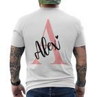 Alex Nameorname Mit Monogramm Personalisiert Rosa T-Shirt mit Rückendruck