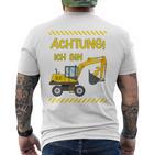 Children's Achtung Ich Bin 3 Jahre Digger 3Rd Birthday T-Shirt mit Rückendruck