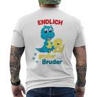 Children's Endlich Großer Bruder 2023 Announce Dino 80 T-Shirt mit Rückendruck