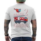 Children's Fireman Endlich 2 Jetzt Bin Ich Einsatzeiteiteiter 80 T-Shirt mit Rückendruck