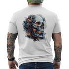 Eindringliche Steampunk-Totenkopf-Geheimnisse Inspiration Grafikdesign T-Shirt mit Rückendruck