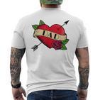 Herz Papa Tattoo T-Shirt mit Rückendruck