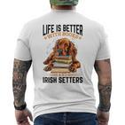 Irish Setter Hunderasse Das Leben Ist Besser Mit Büchern Und Irisch T-Shirt mit Rückendruck