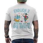 Kinder Endlich Drei Jahre 3Rd Birthday Pirate Boys Pirate T-Shirt mit Rückendruck