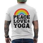 Peace Love & Yoga Regenbogen Hippie Retro Yoga T-Shirt mit Rückendruck