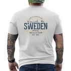 Sweden Retro Style Vintage Sweden White S T-Shirt mit Rückendruck