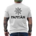 Weltbester Papiatertag Steuerrad Papa Segeln Mittelmeer T-Shirt mit Rückendruck