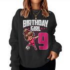 9 Geburtstag Mädchen Fußball Dabbing – 9 Jahre Altes Mädchen Geburtstag Sweatshirt Frauen