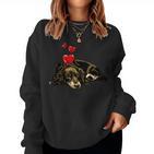 Dachshund Dog With Heartintage Dog Motif Women's Sweatshirt Frauen