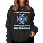 Damen Ich Brauche Kein Ki Meine Tochter Weiß Alles Papa Mama Mit-Ausschnitt Sweatshirt Frauen