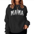 Damen Lustig Kariert Mama Schwarz Weiß Geschenk Frauen Mit-Ausschnitt Sweatshirt Frauen