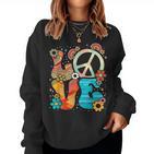 Love Peace Sign Floral Retro 70Er 80Er Jahre Kostüm Hippie Sweatshirt Frauen