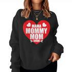 Mama Mama Mama Bruh Auf Einem Roten Herzen Sweatshirt Frauen