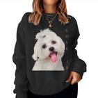 Women's Bichon Maltese Dog Mum Dad Puppy Bichon Frise Malta With-Neck Sweatshirt Frauen