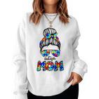 Autism Mum Messy Bun Cute Puzzle Autism Awareness Mum Gray Sweatshirt Frauen