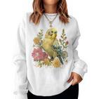 Damen Wellensittich Sittichogel Mama Papageiintage Blume Mit-Ausschnitt Sweatshirt Frauen