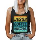 Retro Homeschool Mama Jesus Coffee Homeschool Damen Tank Top Frauen