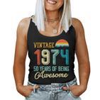 Vintage 1974 50 Geburtstag Retro 50 Jahre Alter Papa Mama Tank Top Frauen