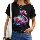 Coole Batikkunst Mit Tiermotiv Flamingoogelgeist T-shirt Frauen