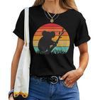 Damenintage Retro Koala Liebhaber Mama Papa Junge Mädchen Geburtstagsgeschenk Mit-Ausschnitt T-shirt Frauen