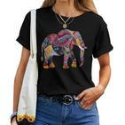 Elefant Buntes Mandala-Muster Afrikanisches Tier T-shirt Frauen