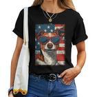 Jack Russel Dog 4 Juli Amerika Usa Flagge Patriotische Mama Papa T-shirt Frauen