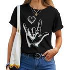 I Love You Heart Chroma Handzeichensprache Taubstummtherapie T-shirt Frauen