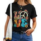 Love Peace Sign Floral Retro 70Er 80Er Jahre Kostüm Hippie T-shirt Frauen