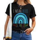 I Wear Blue Autism Awareness Month Unterstützungsgeschenke Für Sohn Mama Und Papa T-shirt Frauen