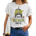 Women's Summeribes Messy Hair Bun Sunglasses Mom Life T-shirt Frauen