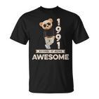 33 Geburtstag Herren Damen 1991 Original Awesome Teddybär T-Shirt