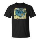 Abstrakte Kunst Fischen Themen T-Shirt in Schwarz, Kreatives Angler Tee