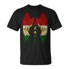 Adler-AZADI Schwarzes T-Shirt, Motivdruck Freiheit