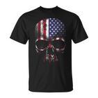 American Flag Usa Us Skull T-Shirt