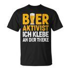 Bier-Aktivist Schwarzes T-Shirt, Ich Klebe An Der Theke Lustiges Biertrinker-Design