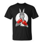 Boxender Hase Grafik T-Shirt, Sportlich in Schwarz