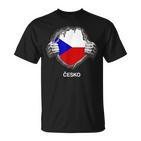 Czech Flag Cesko Heart Pride Roots T-Shirt