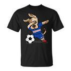 Dabbing Hund Kap Verde Fußball-Fan Trikot, Stolz Blaues T-Shirt
