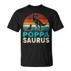 Damen Passender Familien-Poppasaurus T-Rex Dinosaurier Für Papa Opa Mit-Ausschnitt T-Shirt