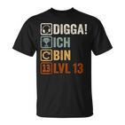 Digga Ich Bin 13 Jahre 13Th Birthday Boy Gamer T-Shirt