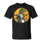 Dinosaurier Schlagzeuger T-Shirt, Lustiges T-Rex Musik Motiv