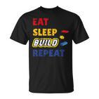 Eat Sleep Build Repeat Klemmbaustein Spielzeug Stones T-Shirt