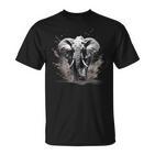 Elefant Zeichnung Tierdruck Splash Wildlife Natur Motiv T-Shirt