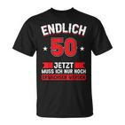 Endlich 50, T-Shirt zum 50. Geburtstag, Schwarz, Humorvolles Motiv