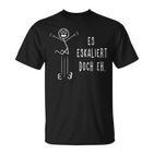 Es Escaliert Doch Eh Techno Rave Saufen Party Stick Figure T-Shirt