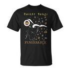 Fenerbahçe-Schwarzes T-Shirt mit Bullen-Grafik und Team-Emblemen