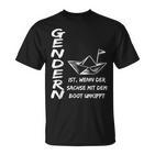 Gendern Ist Wenn Der Sachs Mit Dem Boot Herren Schwarz T-Shirt